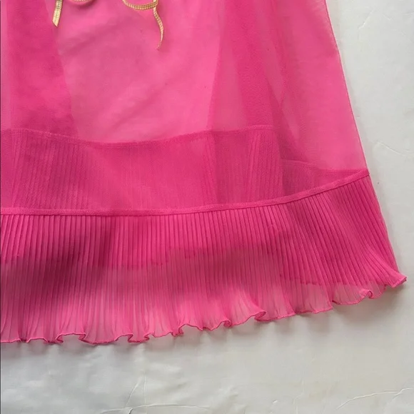 Vintage y2k Victoria Secret Large Pink Green Sheer Milkmaid Babydoll Slip Dress - Picture 10 of 17